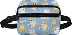 Kuiaobaty Waist Bag for Kids, Cute Cats Blue Fanny Pack for Little Girls Fashion Children's Bum Bag Lightweight Chest Bag for Travel