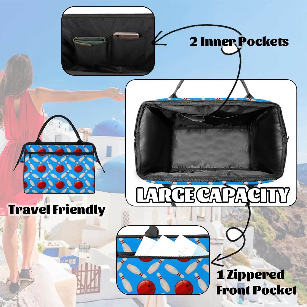 Large Tote Bag for Women with Zipper, Work Gym Tote Nurse Dance Yoga Bag for Sport, Travel