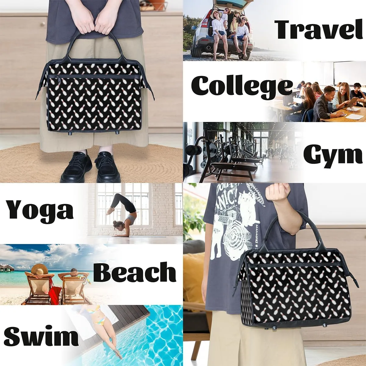 Large Tote Bag for Women with Zipper, Work Gym Tote Nurse Dance Yoga Bag for Sport, Travel