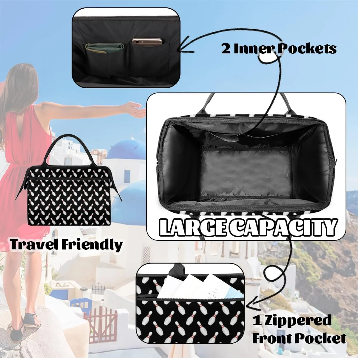 Large Tote Bag for Women with Zipper, Work Gym Tote Nurse Dance Yoga Bag for Sport, Travel