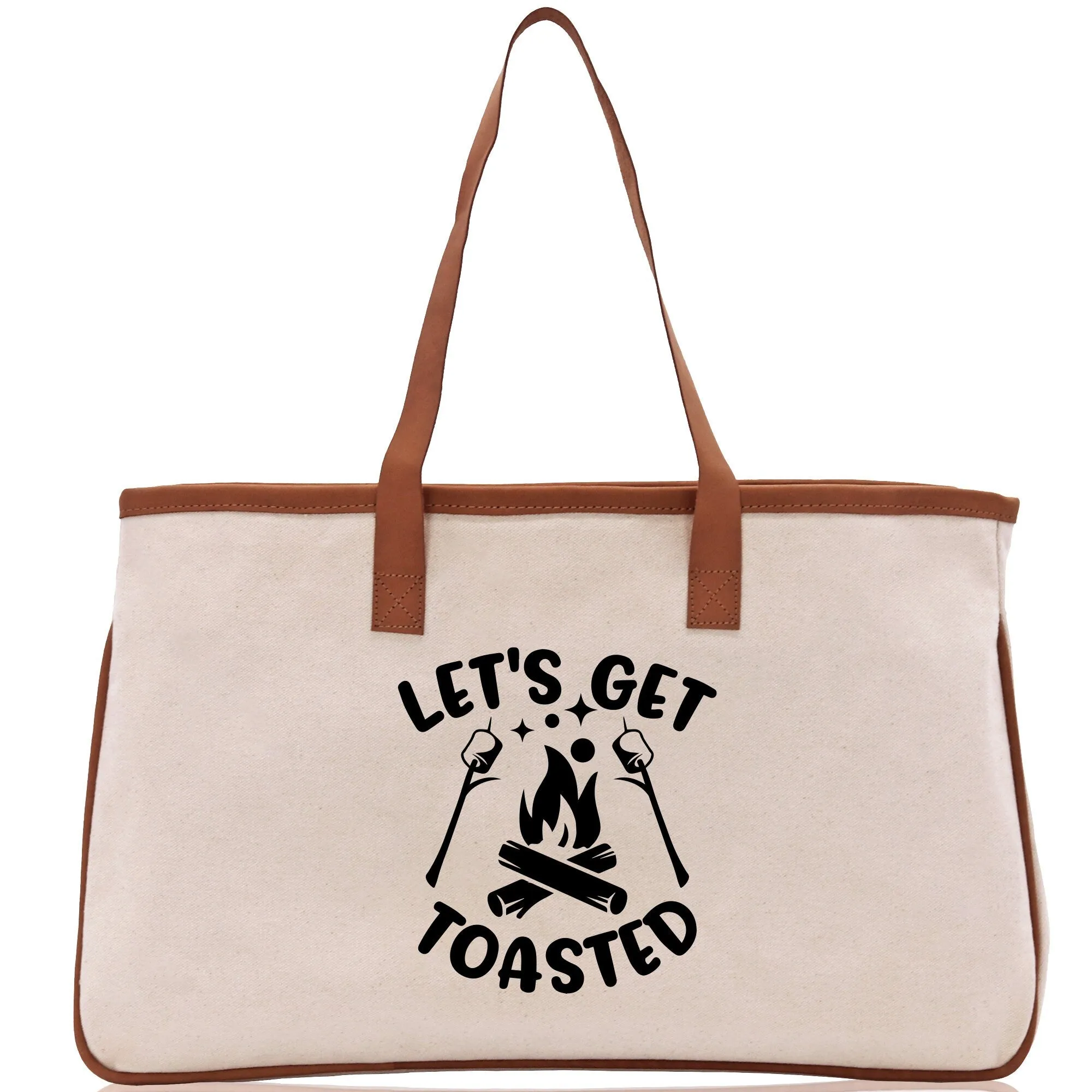 Let's Get Toasted Cotton Canvas Chic Tote Bag Camping Tote Camping Lover Gift Tote Bag Outdoor Tote Multipurpose Weekender Tote Camper Tote