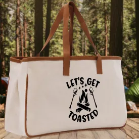 Let's Get Toasted Cotton Canvas Chic Tote Bag Camping Tote Camping Lover Gift Tote Bag Outdoor Tote Multipurpose Weekender Tote Camper Tote