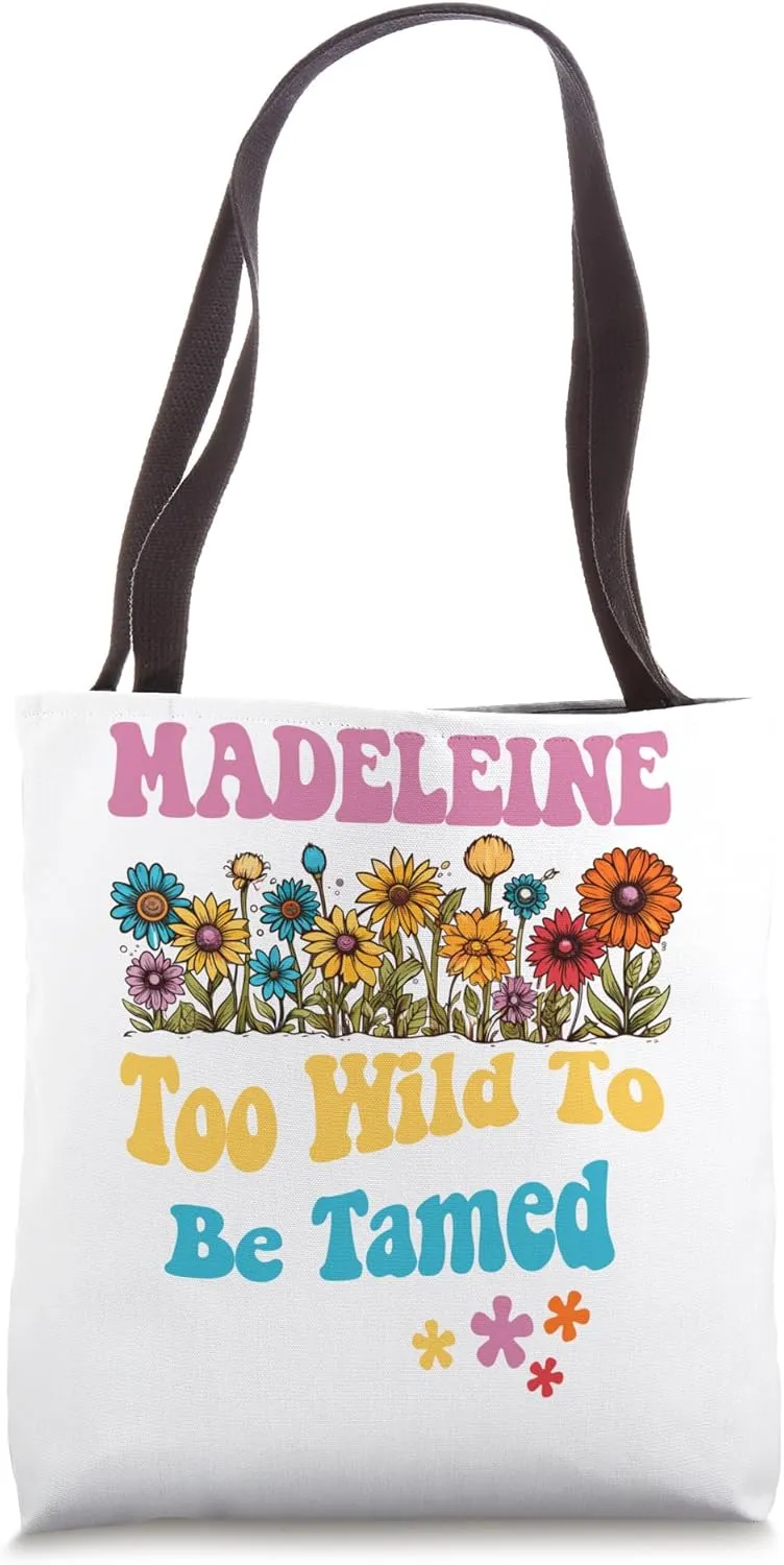 MADELEINE Name Cute Retro Girls Wildflower MADELEINE Name Tote Bag
