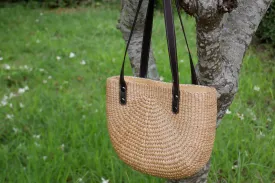 Medium) straw and leather handbags