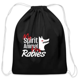 My spirit animal has rabies Drawstring Bag