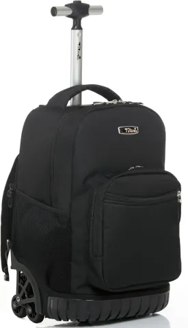 NEW TILAMI 16 Inches Rolling Backpack Boys&Girls Wheeled Backpack School Travel Student Bag Kids Rolling Backpack, Black