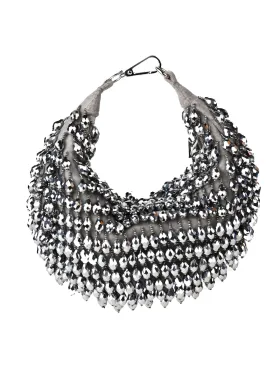 Ophelia Silver Suede Embellished Hobo Bag