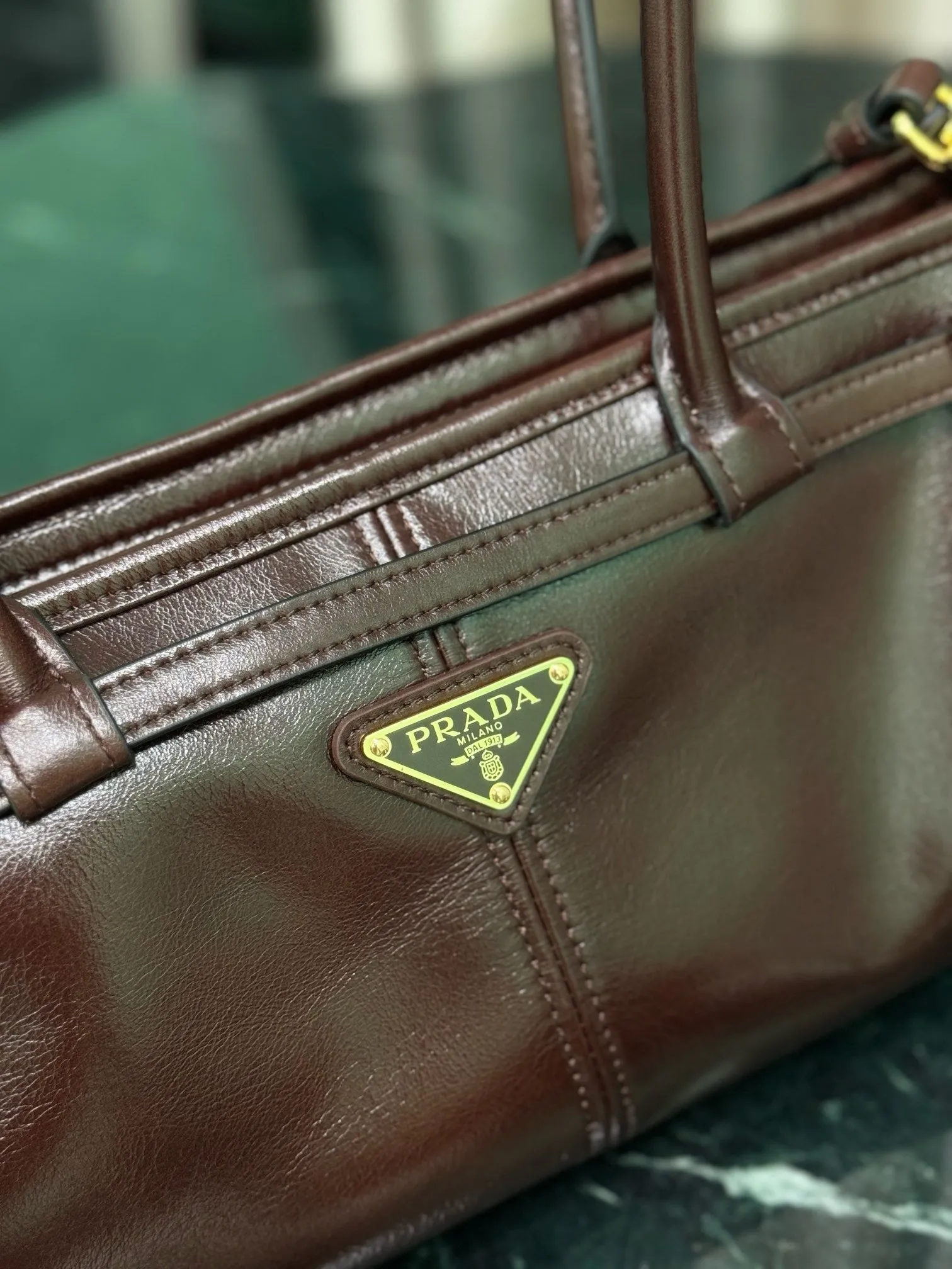 PD320 Cocoa Medium/Large Leather Handbag / HIGHEST QUALITY VERSION