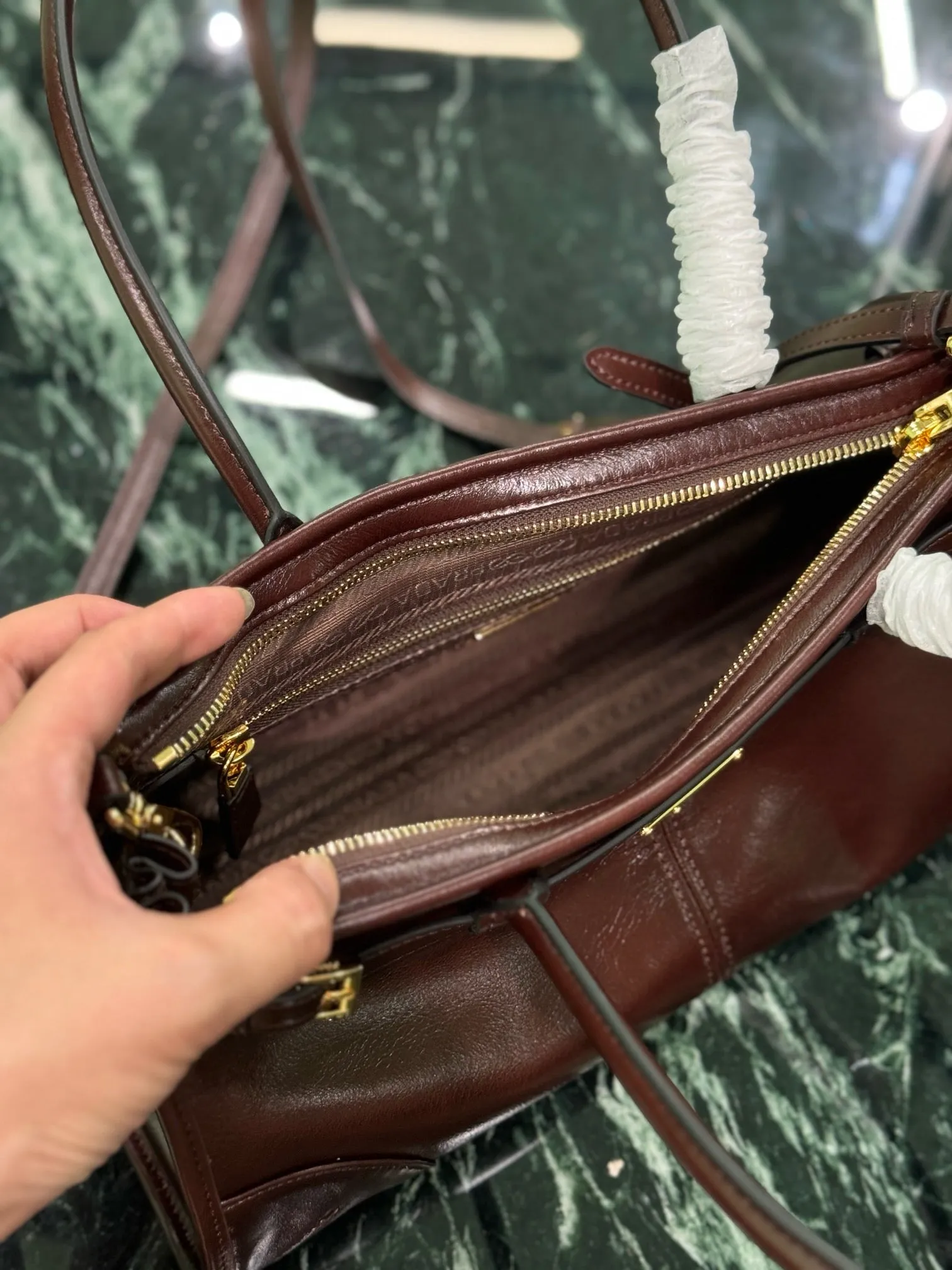 PD320 Cocoa Medium/Large Leather Handbag / HIGHEST QUALITY VERSION