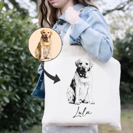 Personalized Pet Photo Tote Bag, Custom Dog Mom Tote Bag