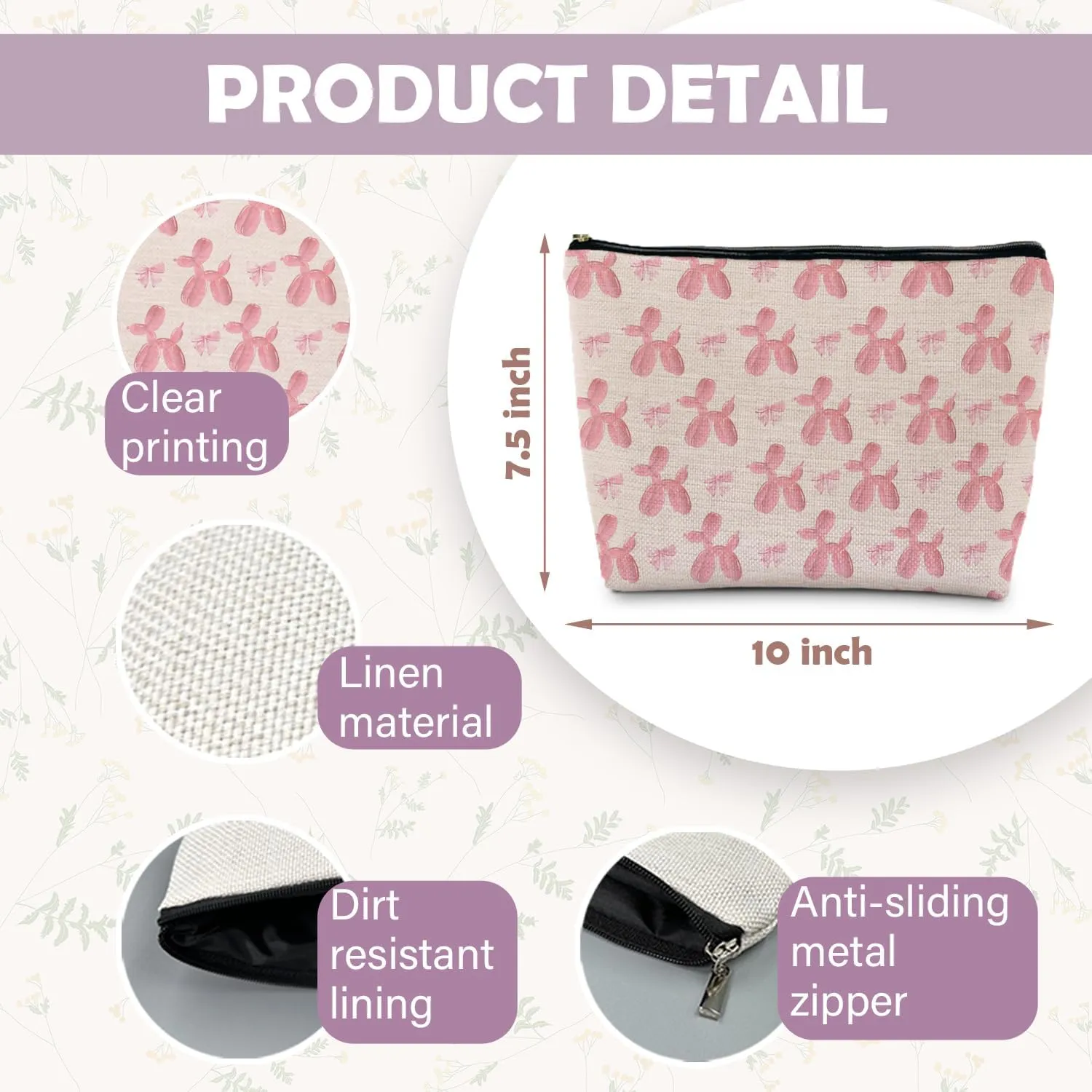Pink Coquette Bow Balloon Dog Makeup Bag, Pink Preppy Makeup Bag, Aesthetic Makeup Bag, Preppy Stuff, Preppy Gifts for Women, Coquette Stuff, Cute Makeup Bag, Pink Makeup Pouch