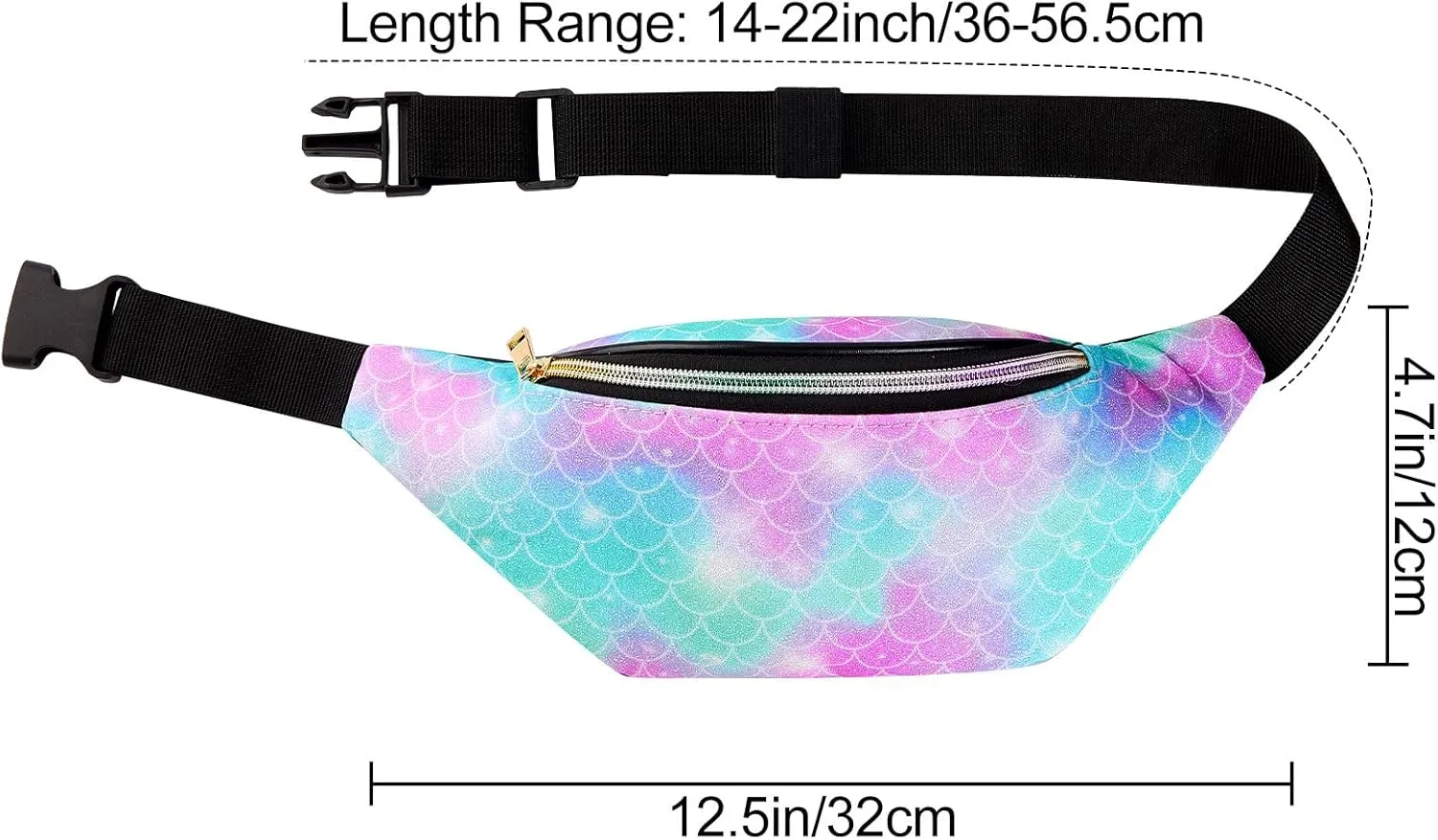 QtGirl Fanny Pack for Kids, Glitter Waist Bag Shiny Bags with Adjustable Belt for Children Sport Running, Camping, Trip