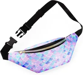 QtGirl Fanny Pack for Kids, Glitter Waist Bag Shiny Bags with Adjustable Belt for Children Sport Running, Camping, Trip