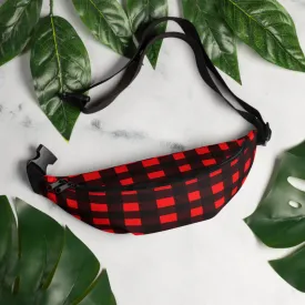 Red Buffalo Fanny Pack, Plaid Print Canadian Style Belt Bag Fanny Pack Belt Waist Bag- Made in USA/EU