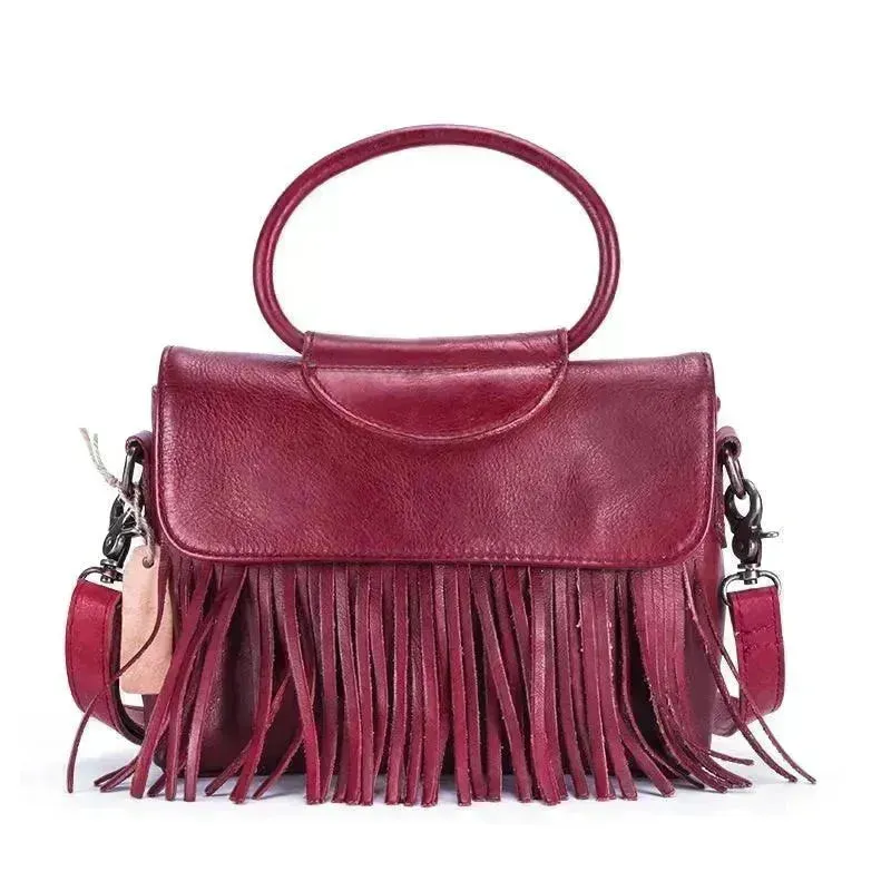 Retro women's messenger Cattle Leather Handbag