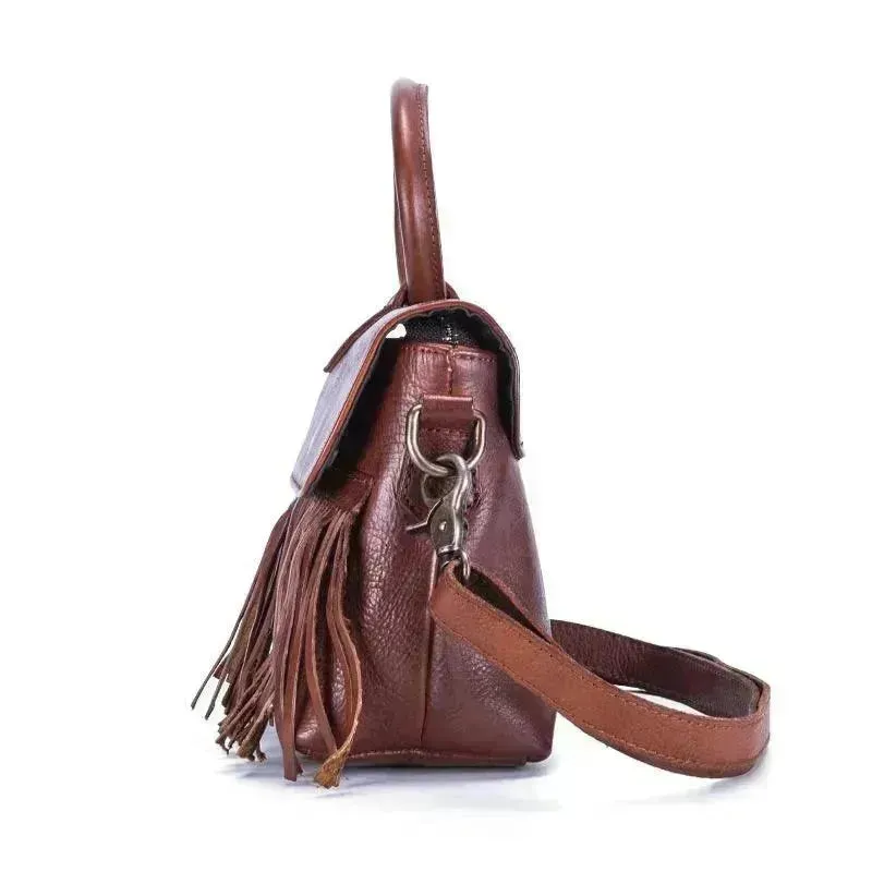 Retro women's messenger Cattle Leather Handbag