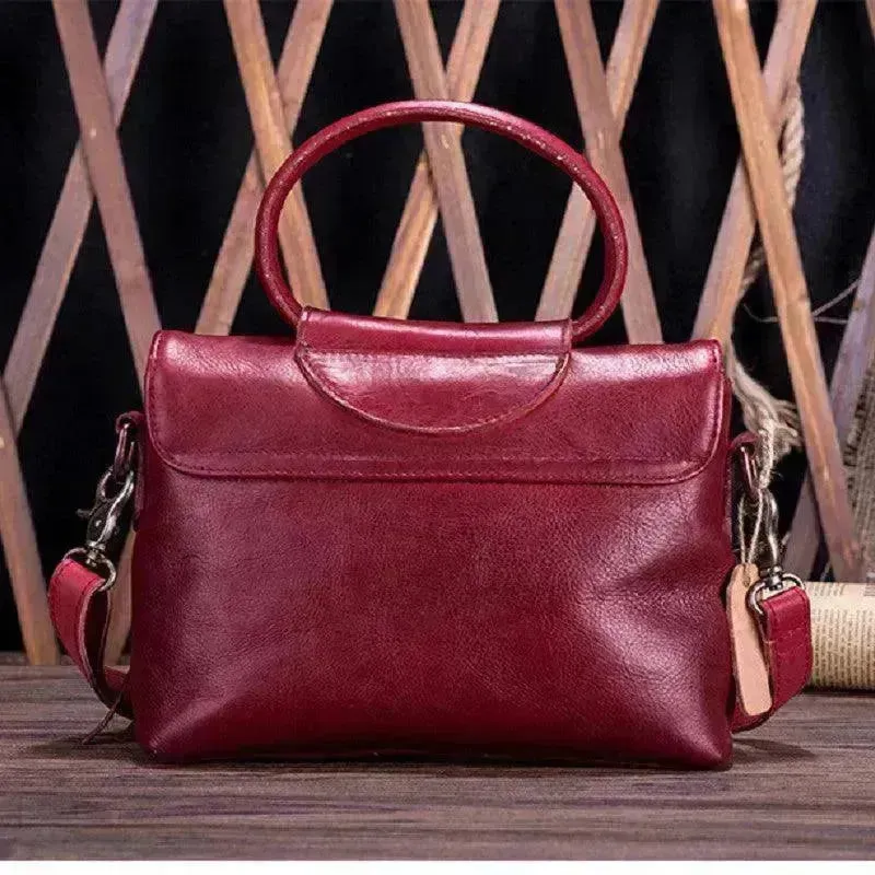 Retro women's messenger Cattle Leather Handbag
