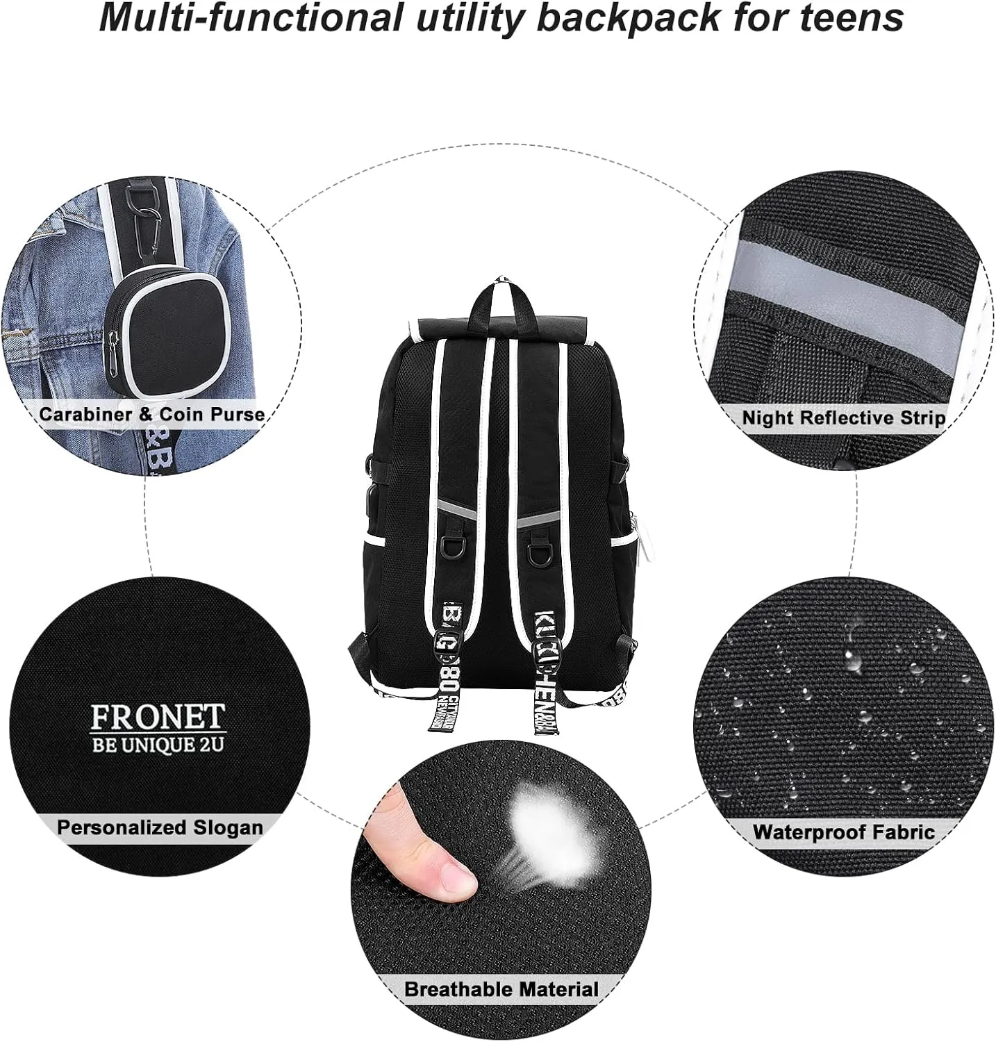 School Backpack for Boys Girls, Unisex Kids Book Bags for Teenage Middle Elementary High College Student Bookbags, Laptop Daypack Set with Lunch Box Pencil Case Ages 8 9 10 11 12 13 14 15 16