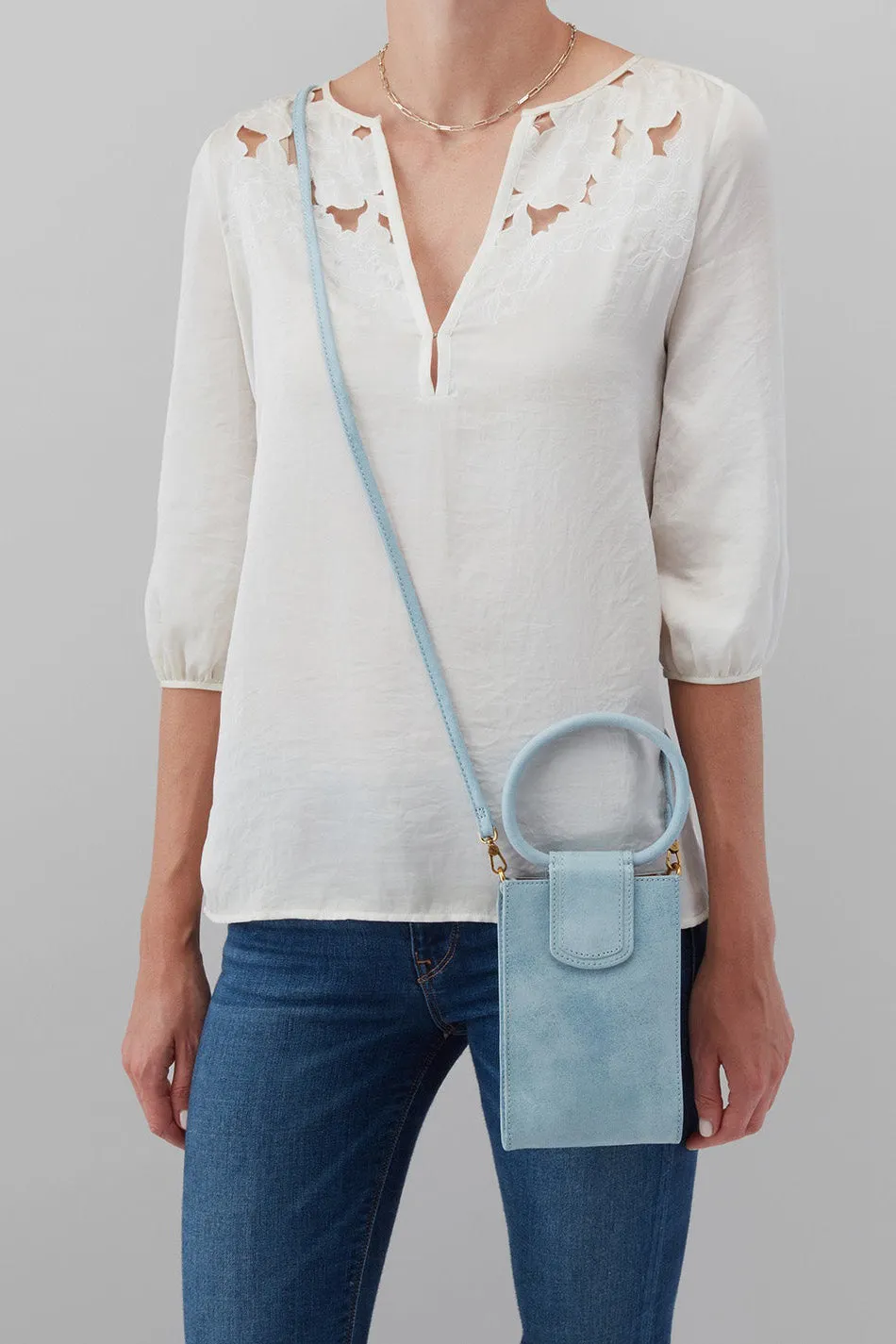 Sheila Phone Crossbody Purse - Buffed Hide Blue Topaz