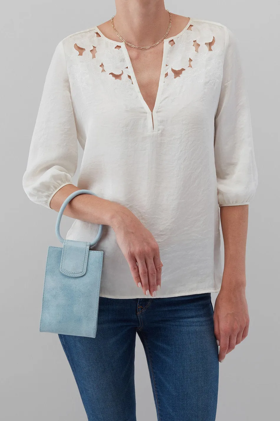 Sheila Phone Crossbody Purse - Buffed Hide Blue Topaz
