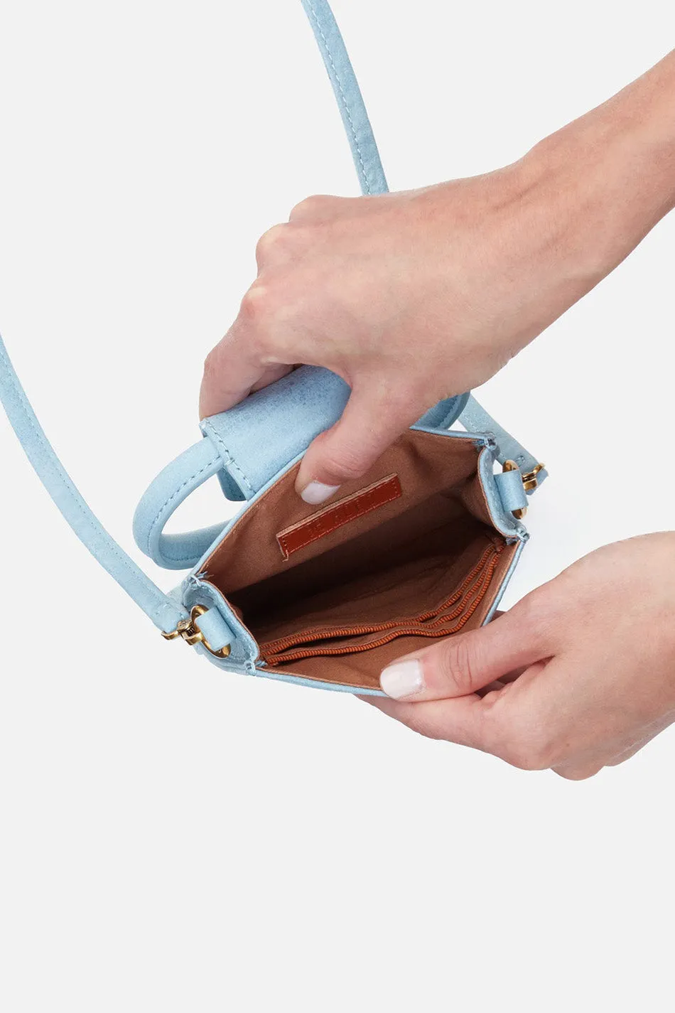 Sheila Phone Crossbody Purse - Buffed Hide Blue Topaz