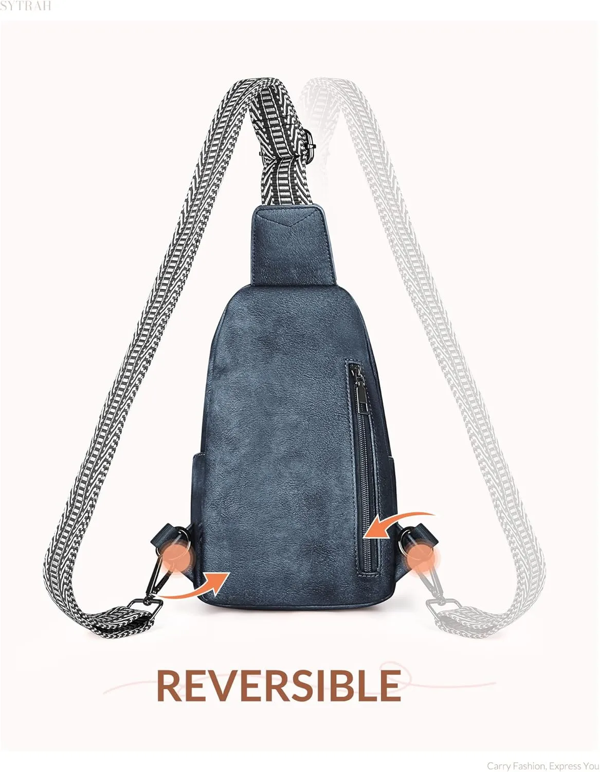 Sling Bag for Women, Crossbody Bags Purse for Women Trendy Vegan Leather Chest Bag with Adjustable Guitar Strap