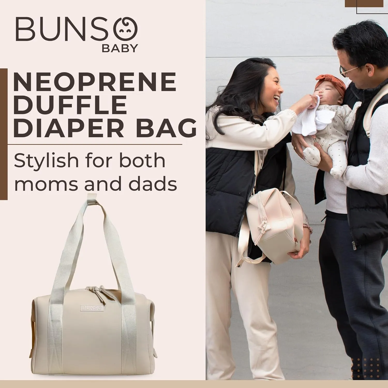 Small Diaper Bag Tote - 12 x 7 x 8 Inches Premium Neoprene Baby Diaper Bag with Portable Changing Pad & Pouch - Lightweight and Water-Resistant Diaper Bags