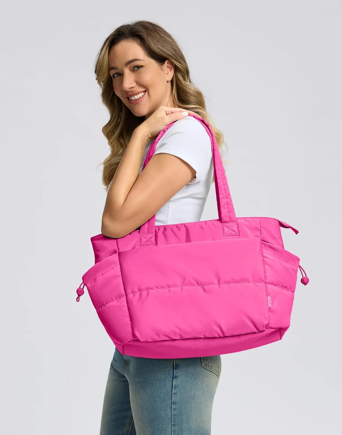 Tote Bag for Women Laptop Work Bags for Women with Zipper Lightweight Quilted Puffer Tote Bag for Travel, Teacher, Nurse