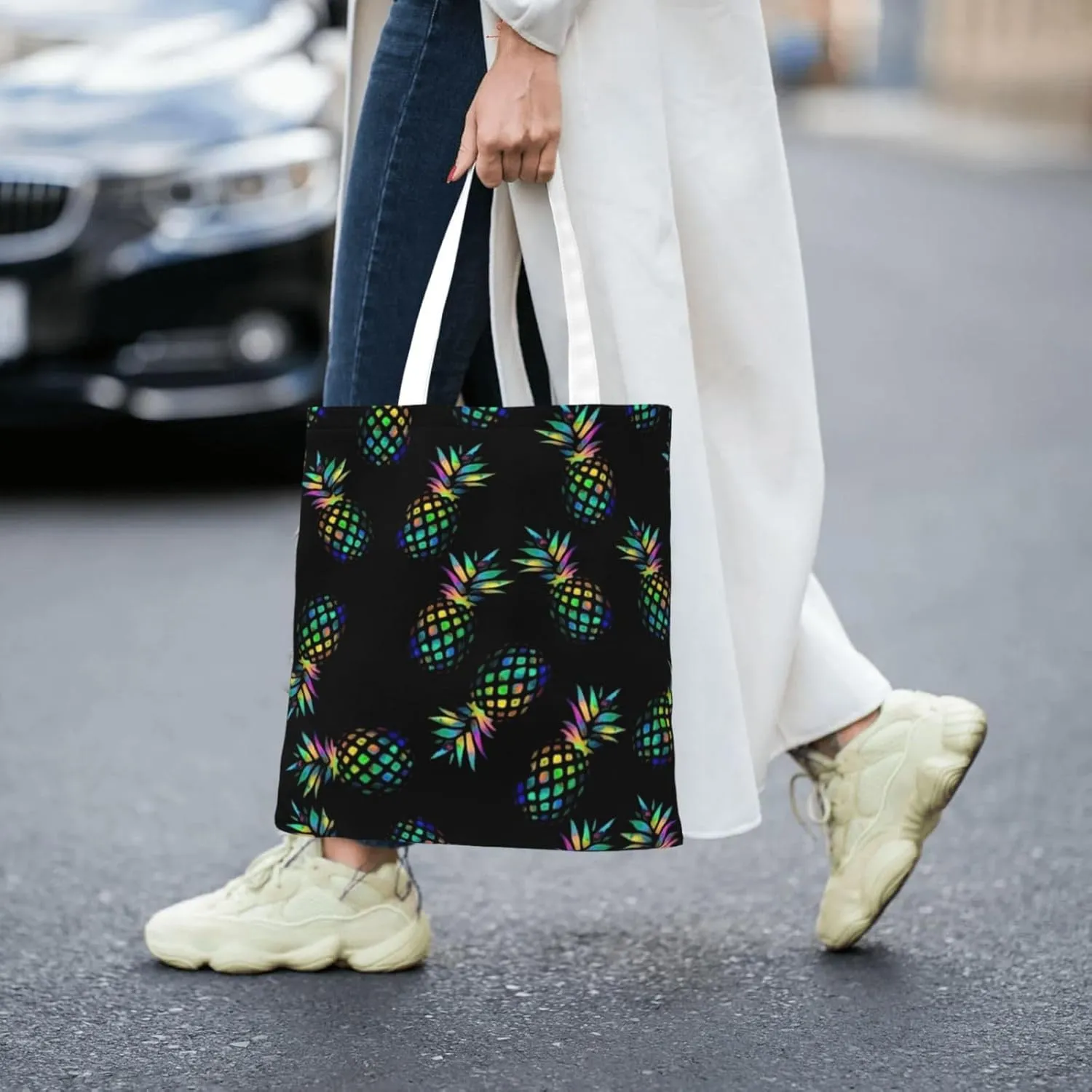 Upside Pineapple Grocery Bag Plays Well Others Reusable Shopping Bags with Handles Shopping Tote Grocery Bags
