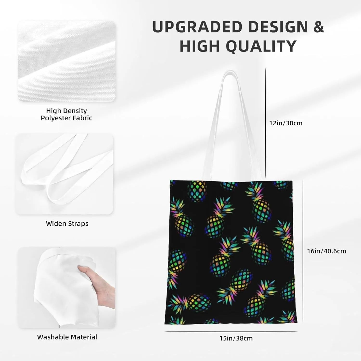 Upside Pineapple Grocery Bag Plays Well Others Reusable Shopping Bags with Handles Shopping Tote Grocery Bags