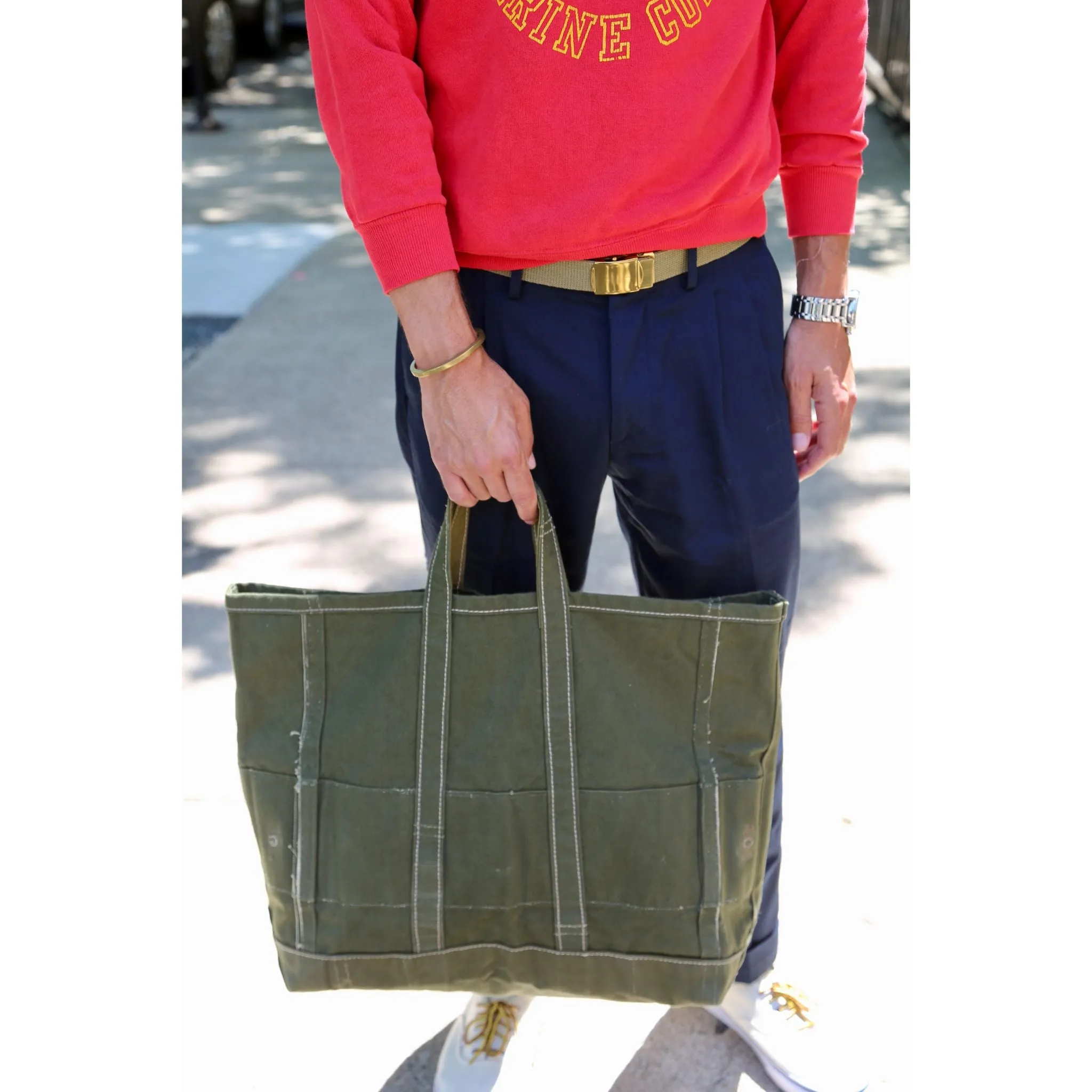Vintage Military Green Coal Tote Bag