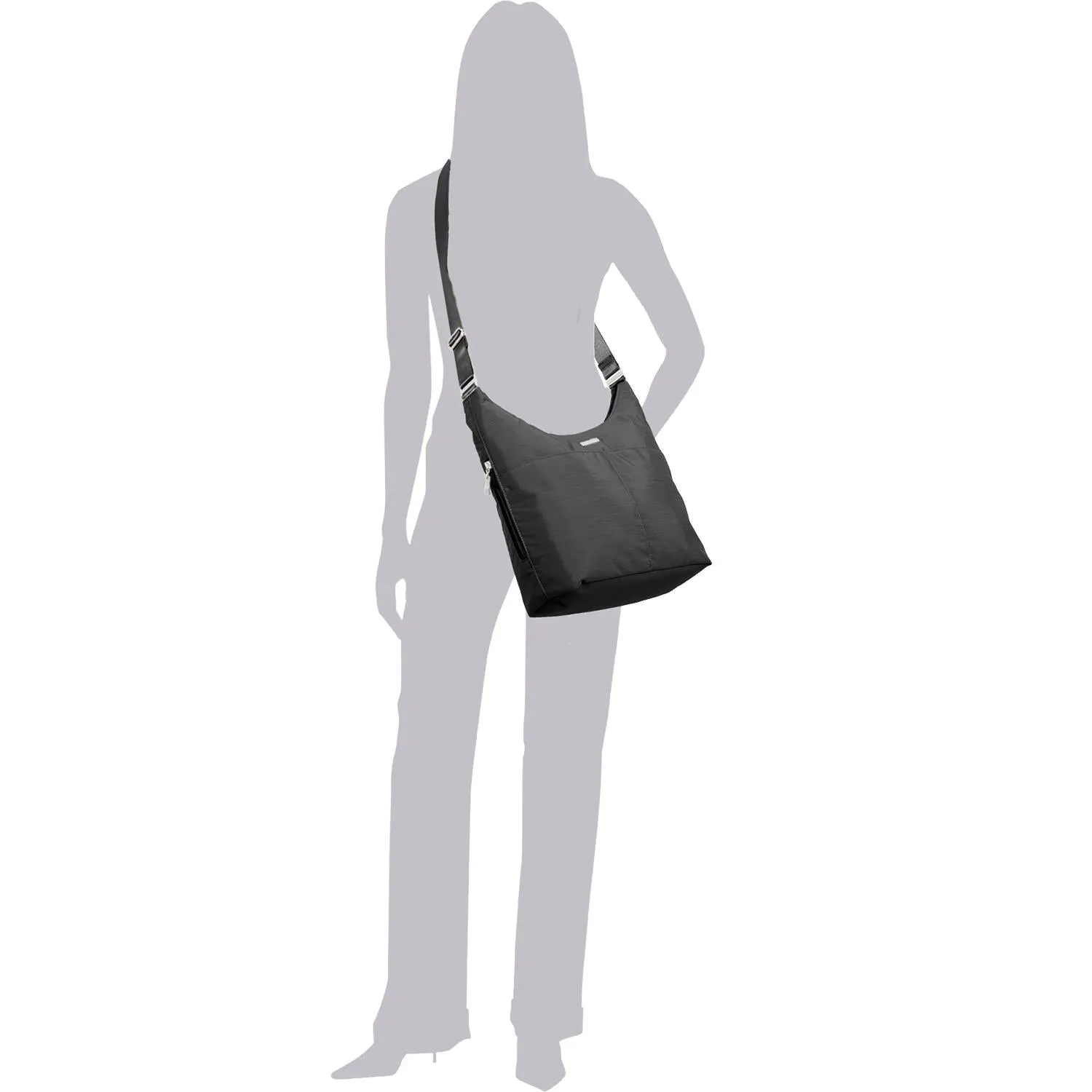 Women's Baggallini Hobo Crossbody with RFID Wristlet Black/Sand Nylon