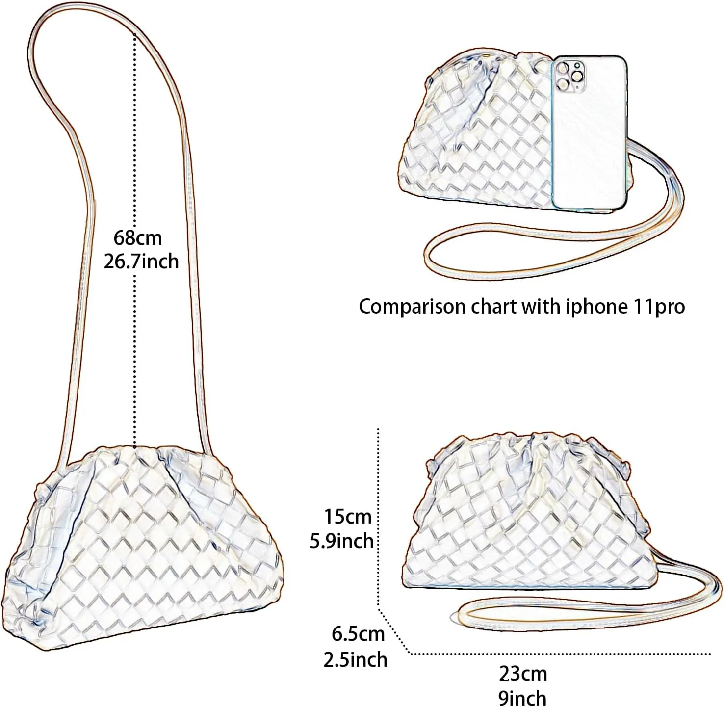 Woven Dumpling Bag for Women Clutch Purses, Cloud Crossbody Handbag Soft Shoulder Bag