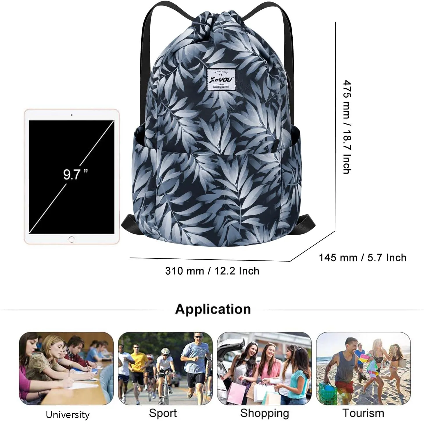 XEYOU Drawstring Sports Backpack Lightweight Gym Yoga Sackpack Shoulder Rucksack Casual Outdoor Daypack for Women and Men