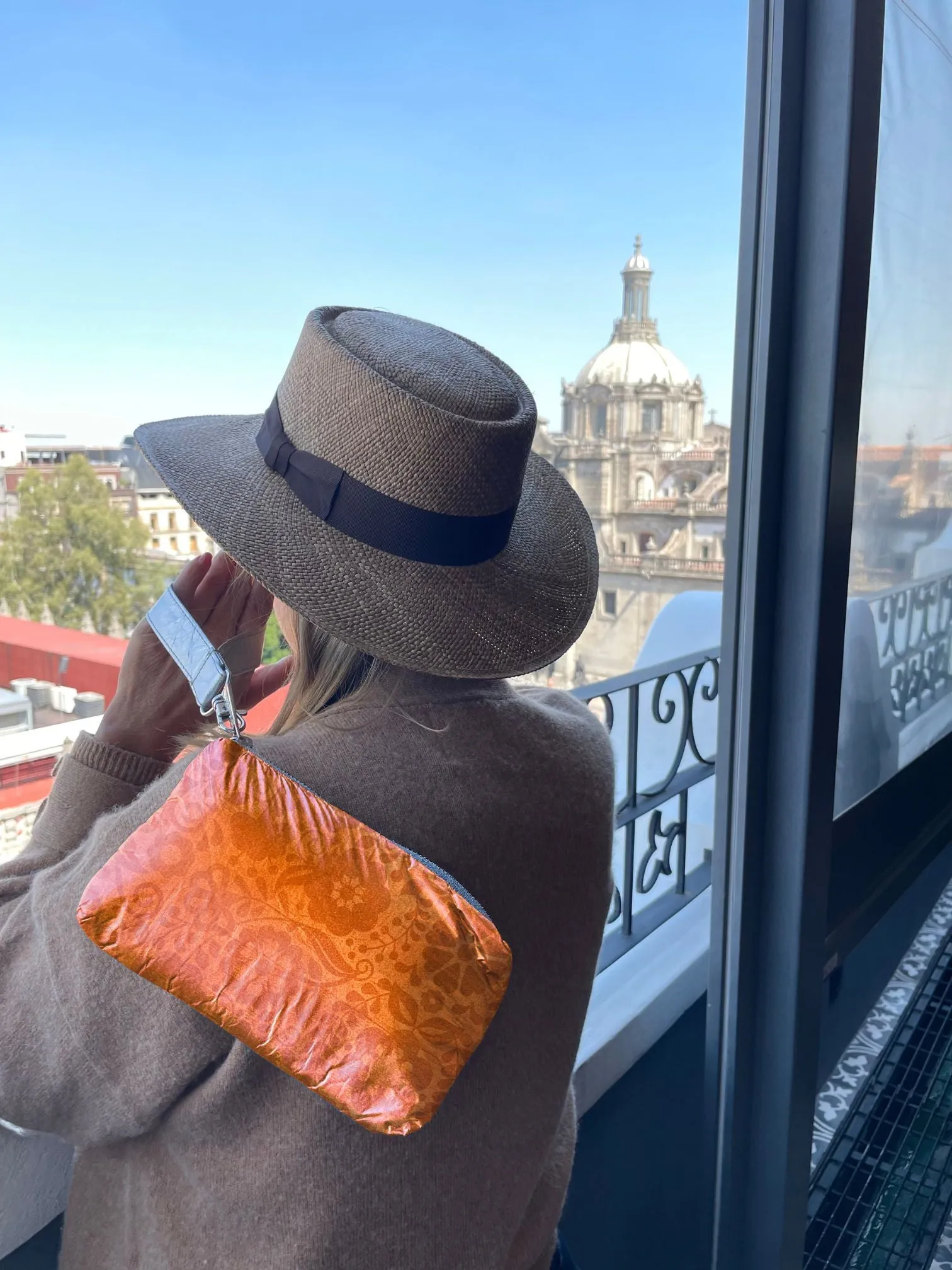 Zip Wristlet in Marigold Flowers