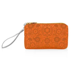 Zip Wristlet in Marigold Flowers
